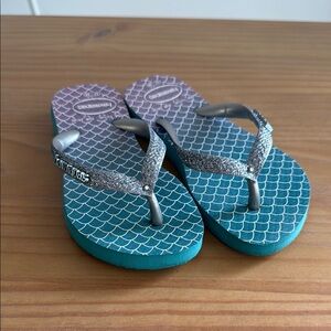 Havaianas girls Silver Glitter Mermaid Flip Flops